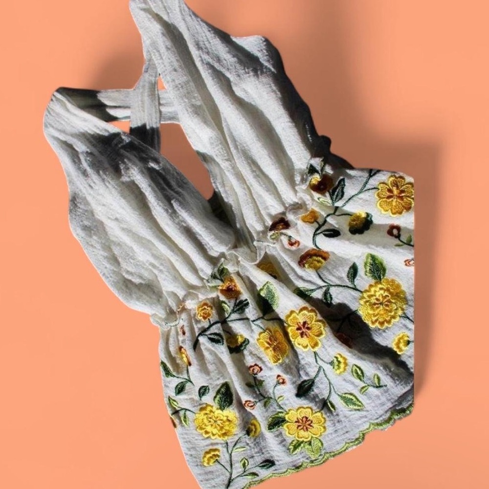 Floral Embroidered White Blouse